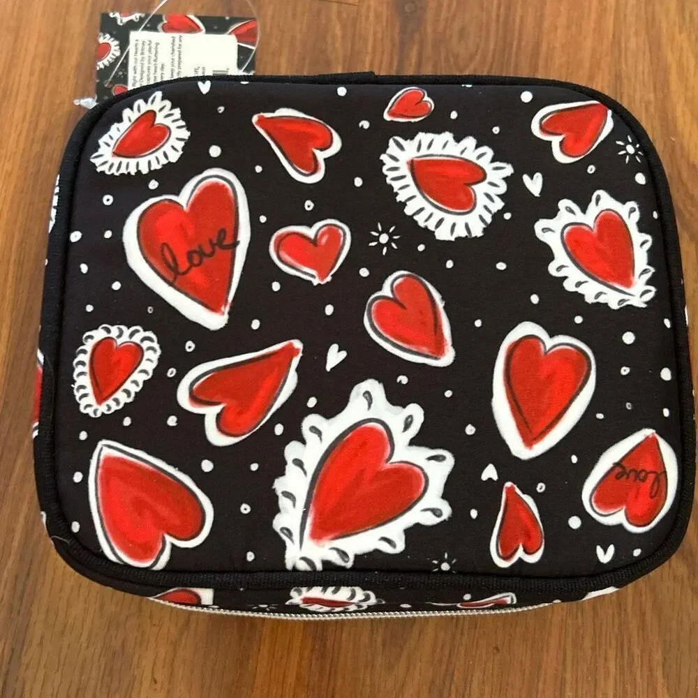 NWT Brighton love black red love heart zip around jewelry case organizer travel